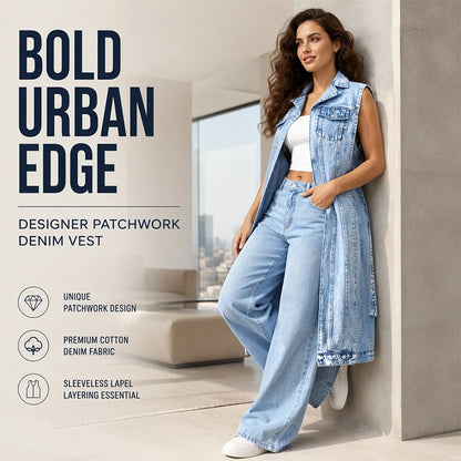 Women’s Asymmetric Longline Denim Vest