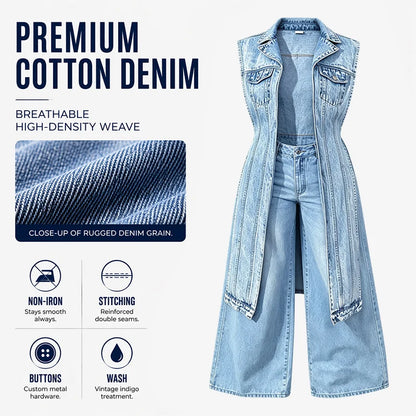 Women’s Asymmetric Longline Denim Vest