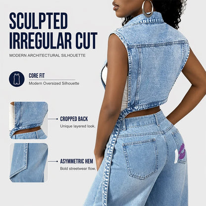 Women’s Asymmetric Longline Denim Vest