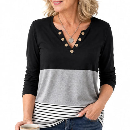 Women’s Printed Long-Sleeve V-Neck Top