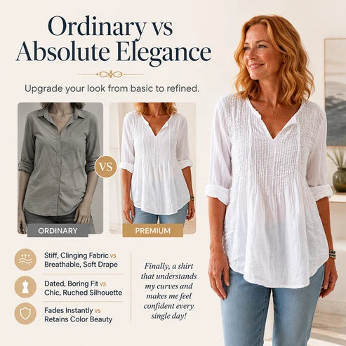Women’s V-Neck Pleated Long-Sleeve Top