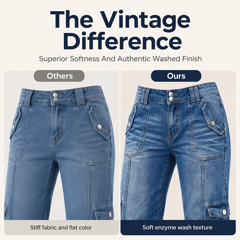 Women’s Cargo Capri Jeans with Drawstring Hems