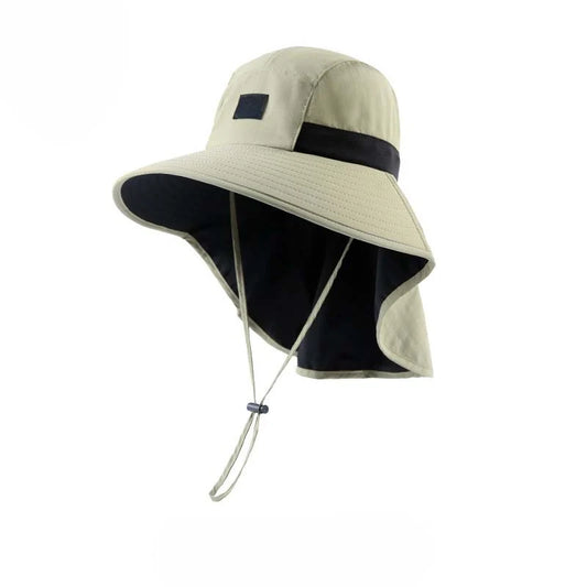 Wide-Brim Sun Hat with Neck Cover