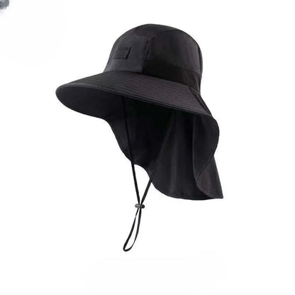 Wide-Brim Sun Hat with Neck Cover