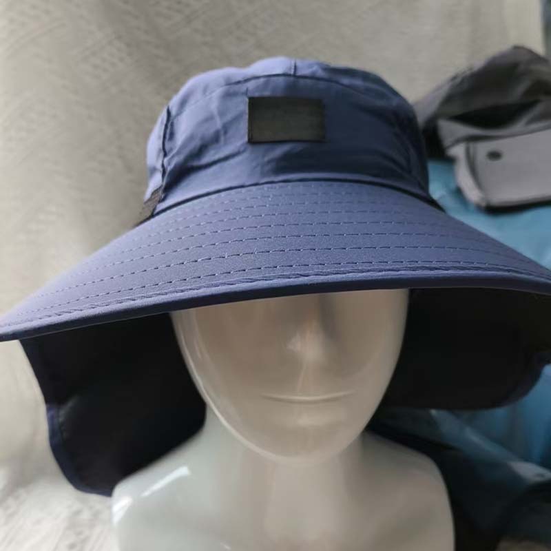 Wide-Brim Sun Hat with Neck Cover