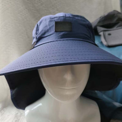 Wide-Brim Sun Hat with Neck Cover
