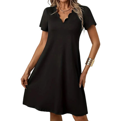 Women’s Scalloped V-Neck Midi Dress