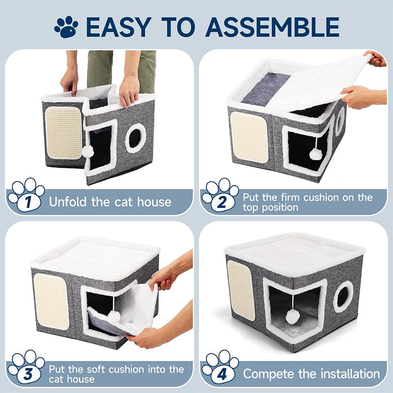 Foldable Two Level Cat Cube