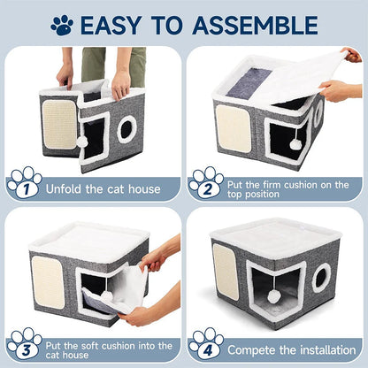 Foldable Two Level Cat Cube