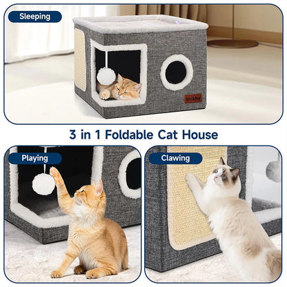 Foldable Two Level Cat Cube
