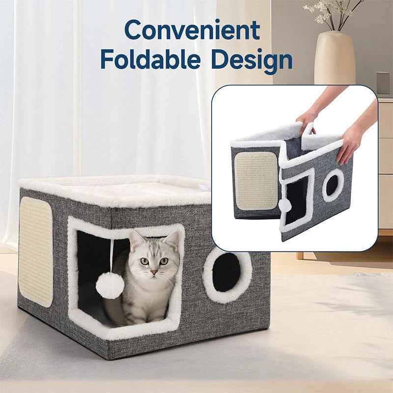 Foldable Two Level Cat Cube