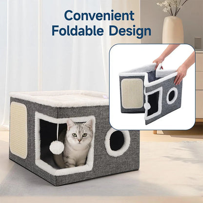 Foldable Two Level Cat Cube