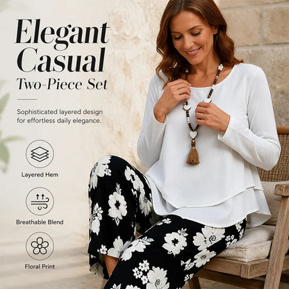 Women's Casual Two-Piece Top and Trousers Set