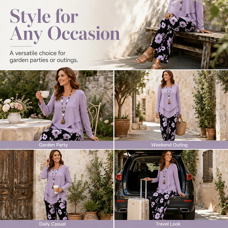 Women's Casual Two-Piece Top and Trousers Set