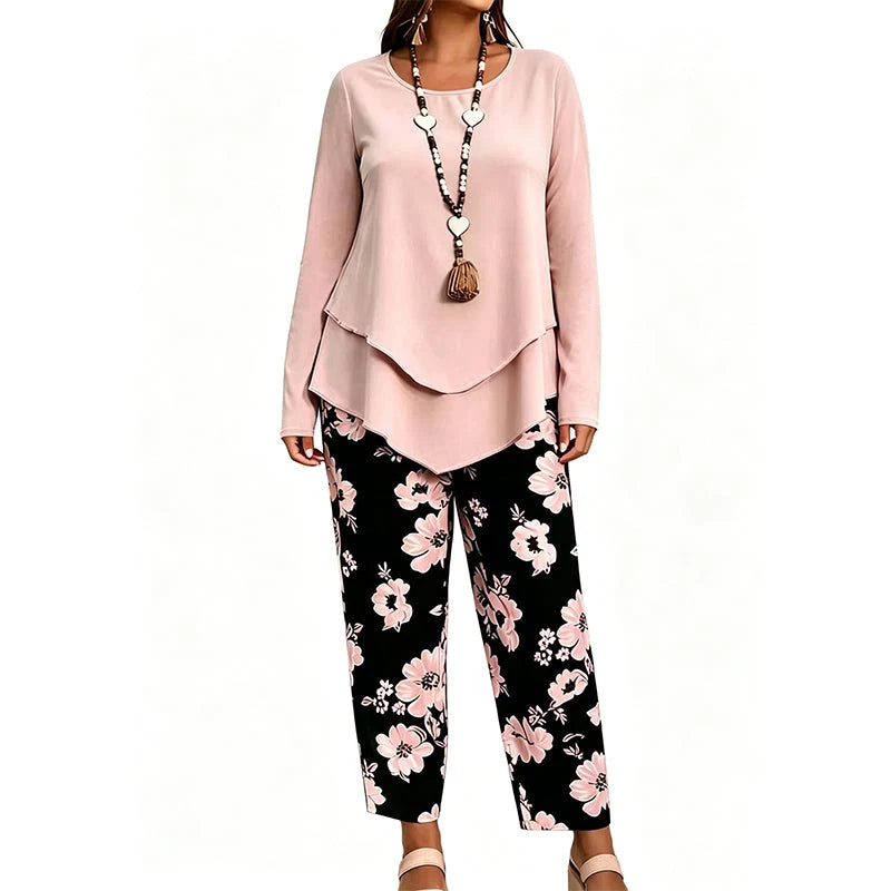 Women's Casual Two-Piece Top and Trousers Set