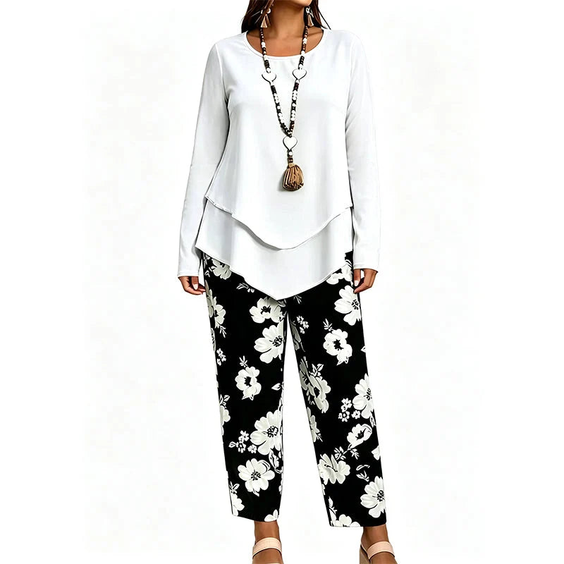 Women's Casual Two-Piece Top and Trousers Set