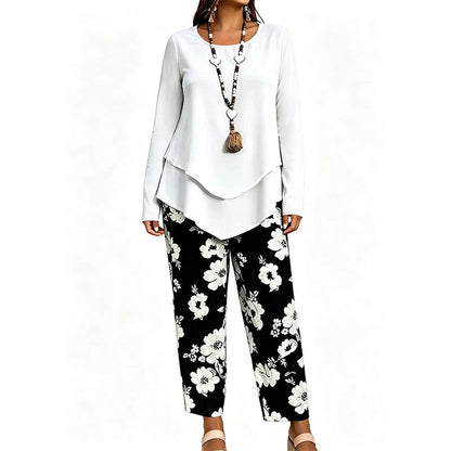 Women's Casual Two-Piece Top and Trousers Set