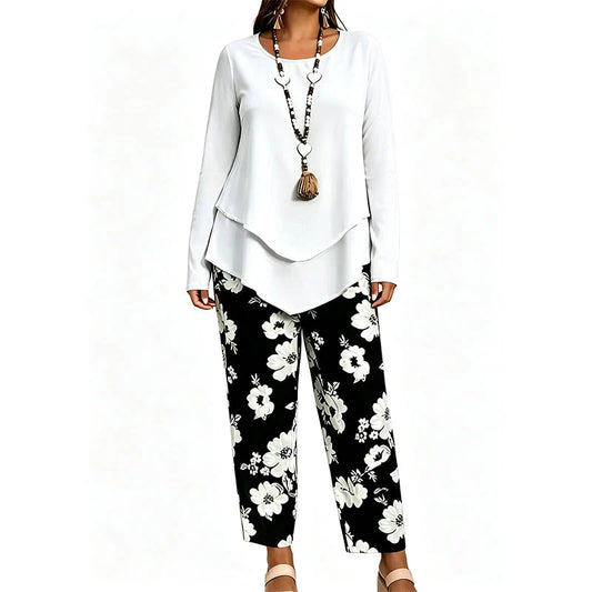 Women's Casual Two-Piece Top and Trousers Set