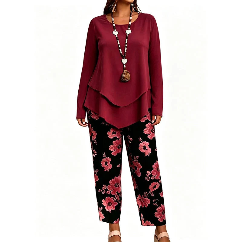 Women's Casual Two-Piece Top and Trousers Set