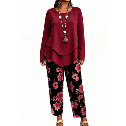 Women's Casual Two-Piece Top and Trousers Set