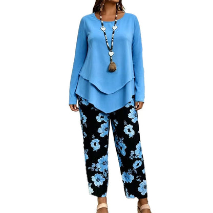Women's Casual Two-Piece Top and Trousers Set