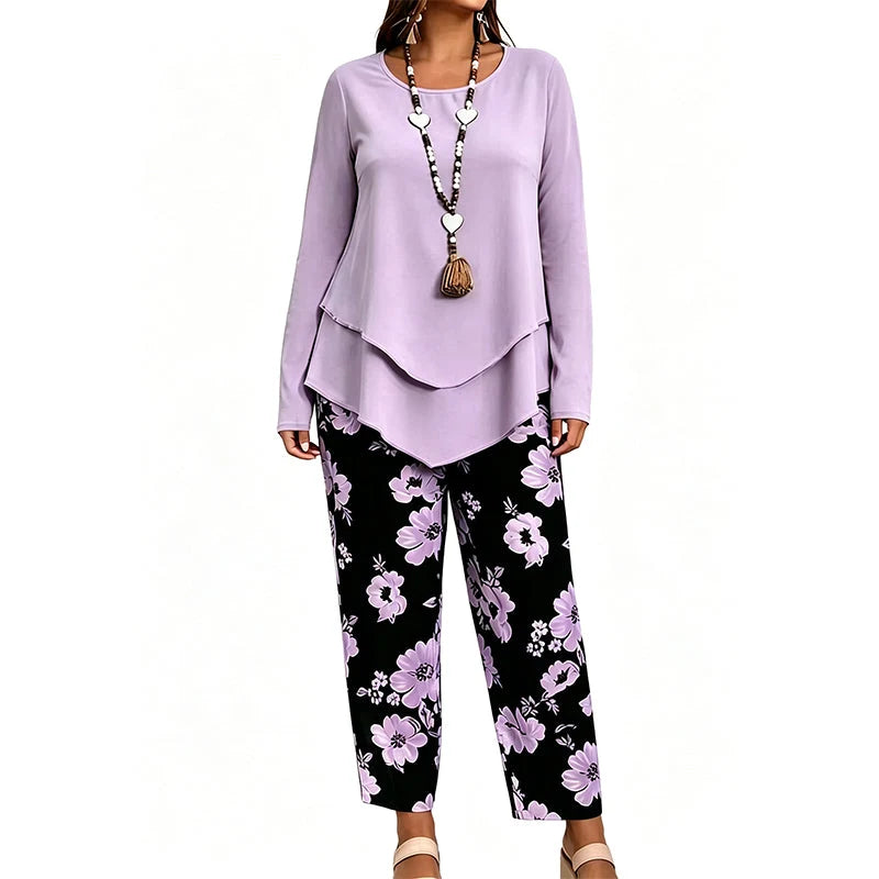 Women's Casual Two-Piece Top and Trousers Set