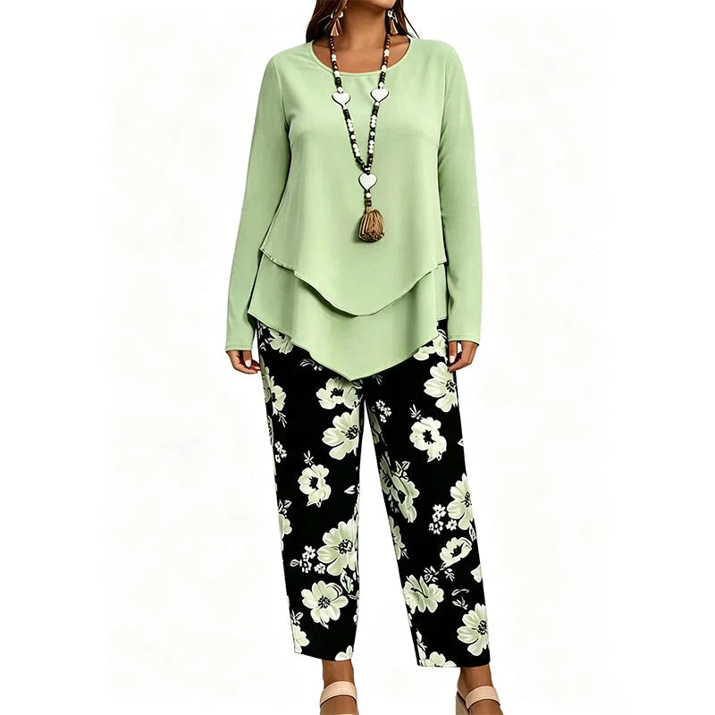Women's Casual Two-Piece Top and Trousers Set