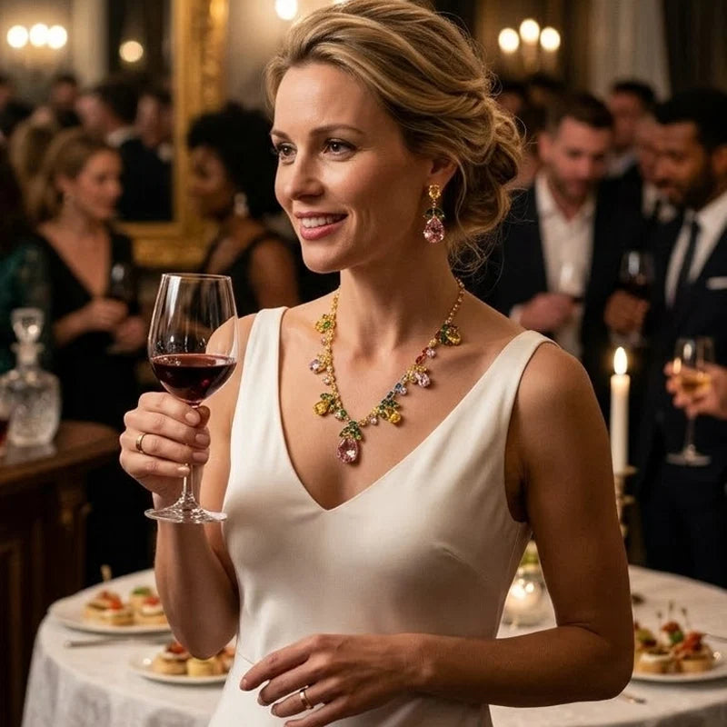 Elegant Tulip Necklace and Earrings Set