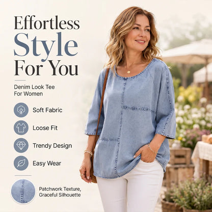 Women’s Relaxed Denim-Look Top
