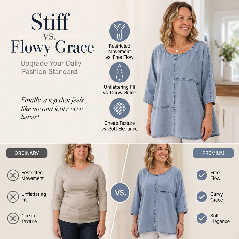 Women’s Relaxed Denim-Look Top