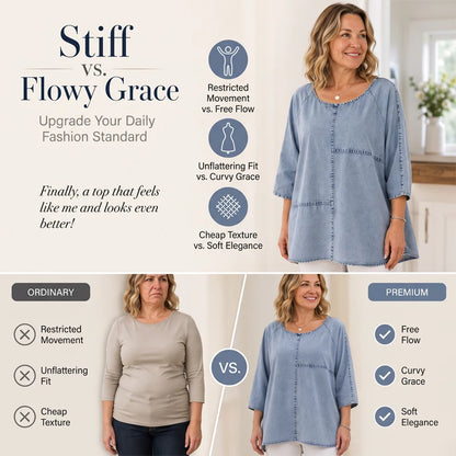 Women’s Relaxed Denim-Look Top