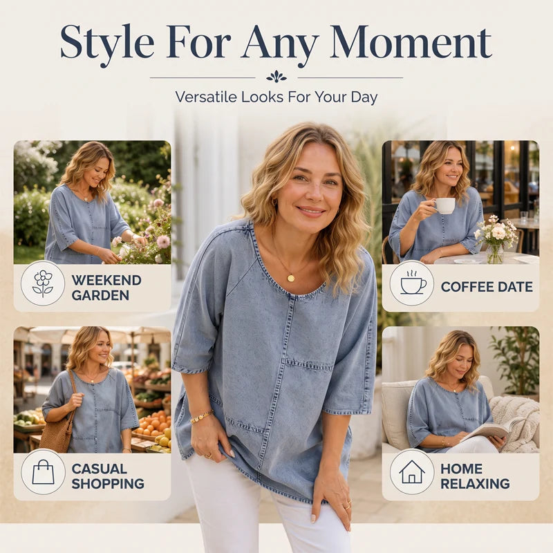 Women’s Relaxed Denim-Look Top