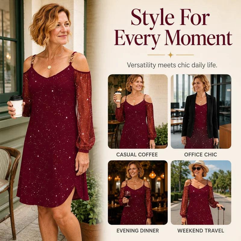 Women’s Cold-Shoulder Sparkle Dress