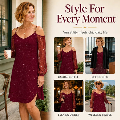 Women’s Cold-Shoulder Sparkle Dress