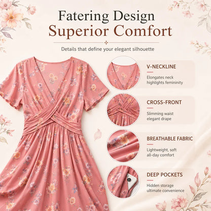 Women’s V-Neck Floral Twist-Waist Dress