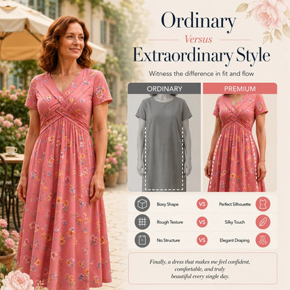 Women’s V-Neck Floral Twist-Waist Dress