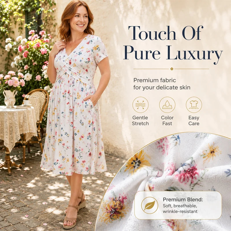 Women’s V-Neck Floral Twist-Waist Dress