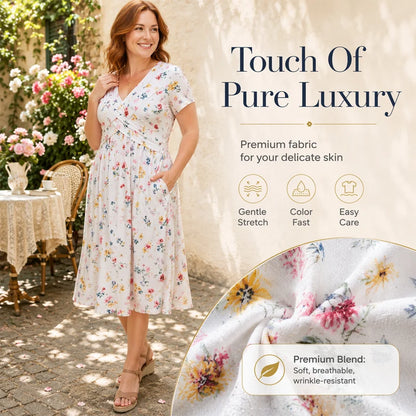 Women’s V-Neck Floral Twist-Waist Dress