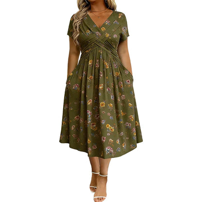 Women’s V-Neck Floral Twist-Waist Dress