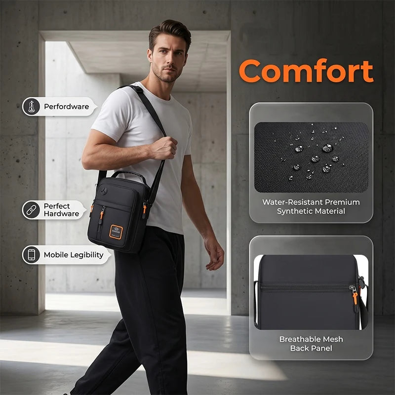 Men’s Water-Resistant Oxford Crossbody Bag