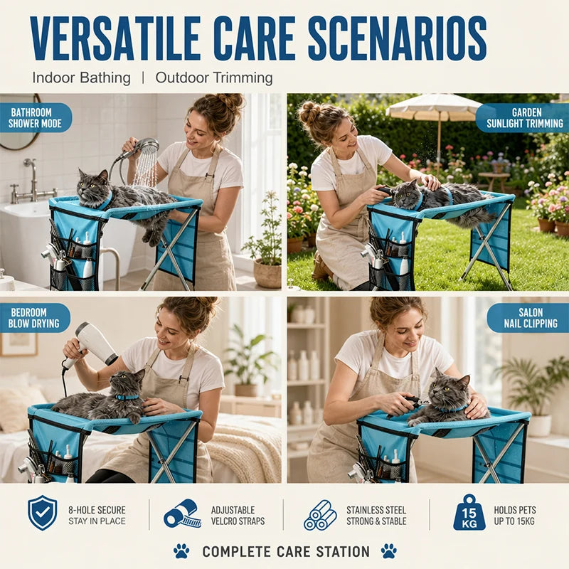 2-in-1 Detachable Pet Grooming Bed