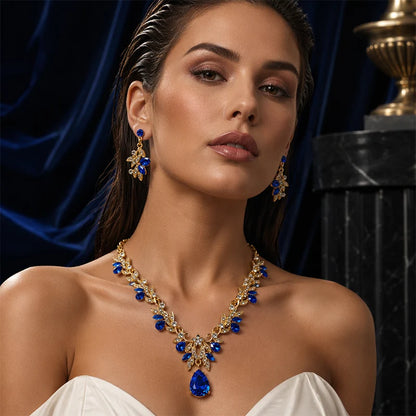 Sparkling Teardrop Necklace and Earrings Set
