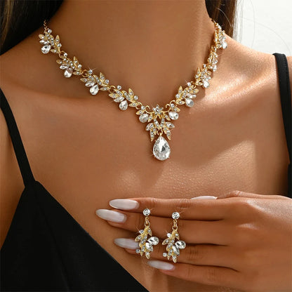 Sparkling Teardrop Necklace and Earrings Set