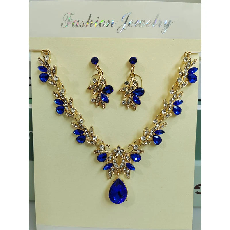 Sparkling Teardrop Necklace and Earrings Set