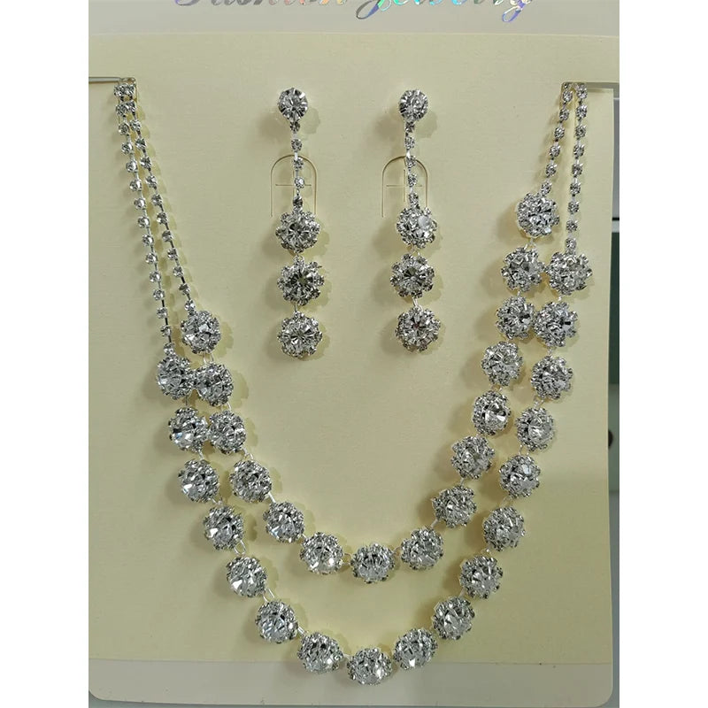 Sparkling Teardrop Necklace and Earrings Set