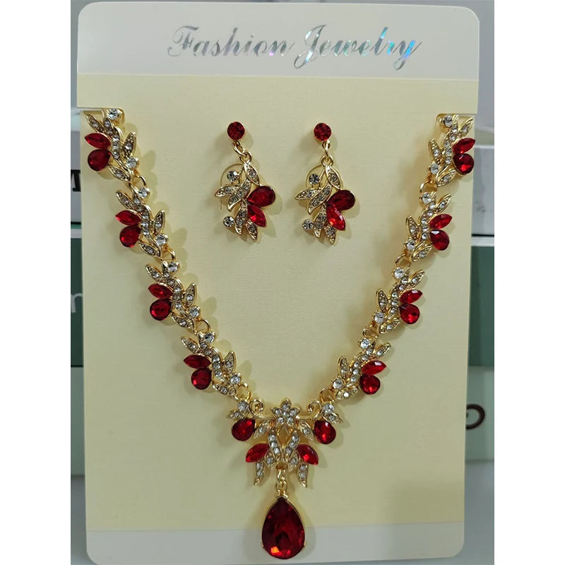Sparkling Teardrop Necklace and Earrings Set