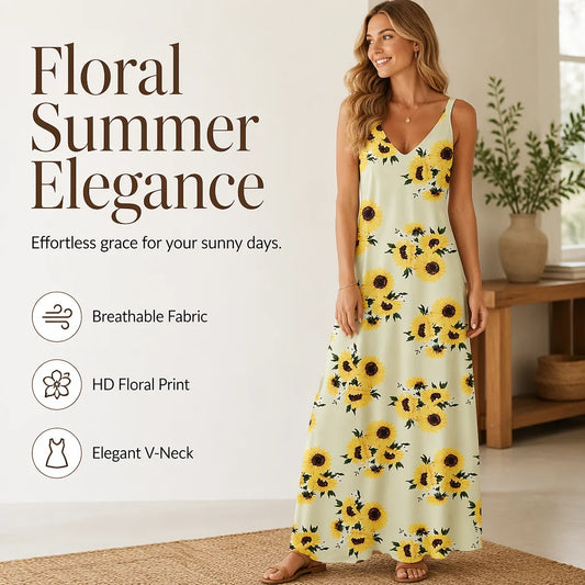 Women's Printed Strappy Maxi Dress
