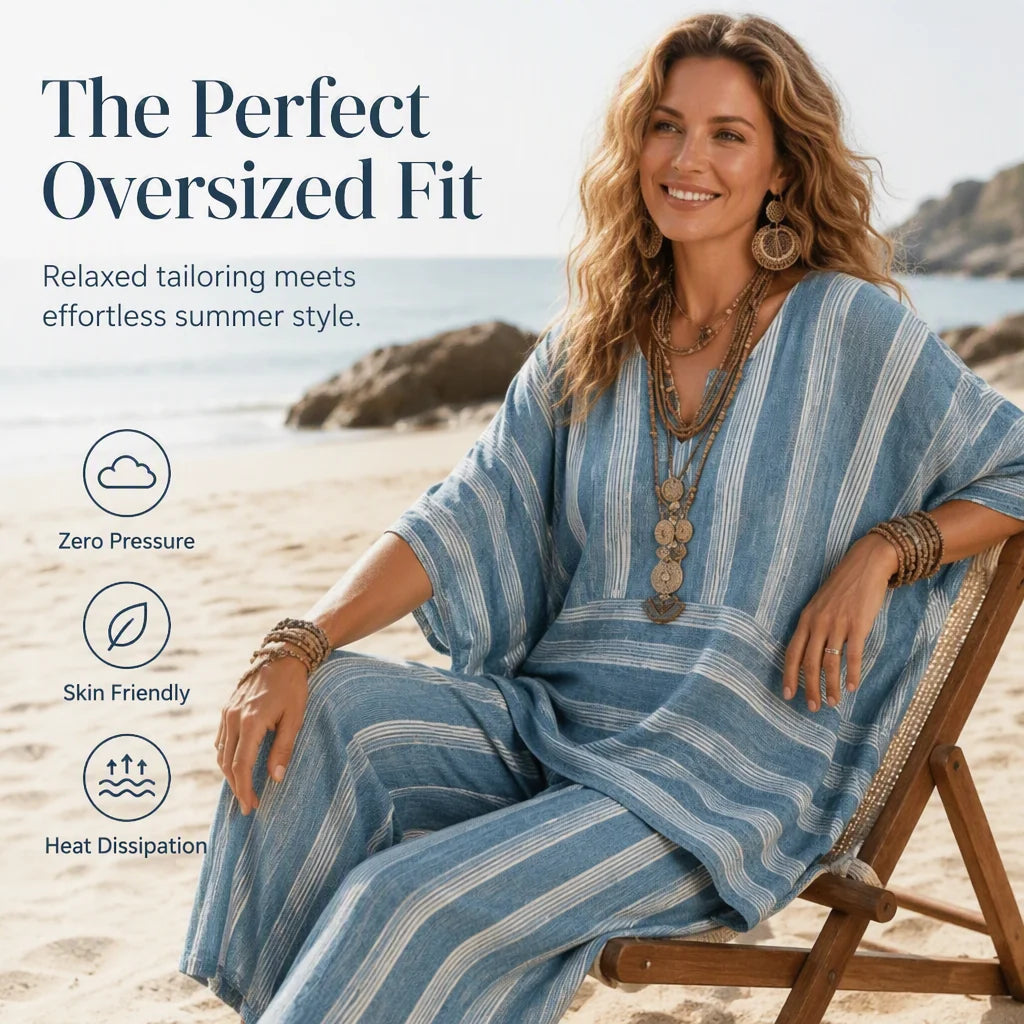 Women's Striped V-Neck Two Piece Set