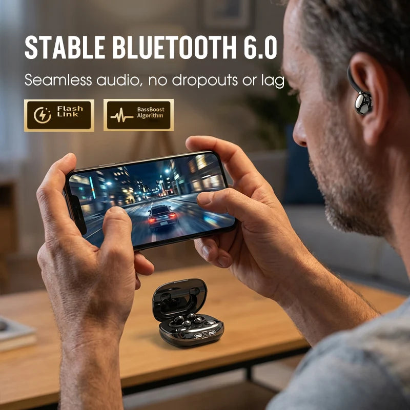 Bluetooth 6.0 Clip-On Wireless Earbuds