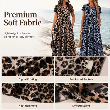 Women's Flowing Leopard Print Maxi Dress